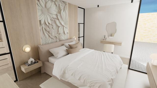 Suite de lujo con vestidor integrado y relieve floral escultural - Imagen 2