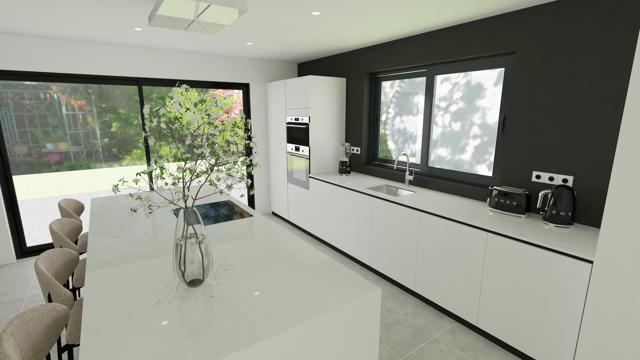 Cocina Minimalista con Isla Central y Ventanales Panorámicos - Imagen 4