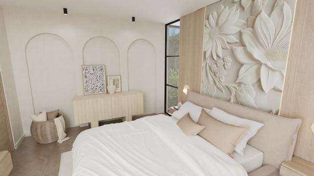 Suite de lujo con vestidor integrado y relieve floral escultural - Imagen 1