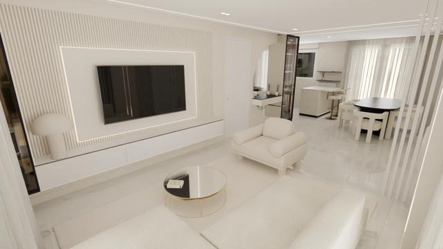 Apartamento Minimalista en Blanco y Oro