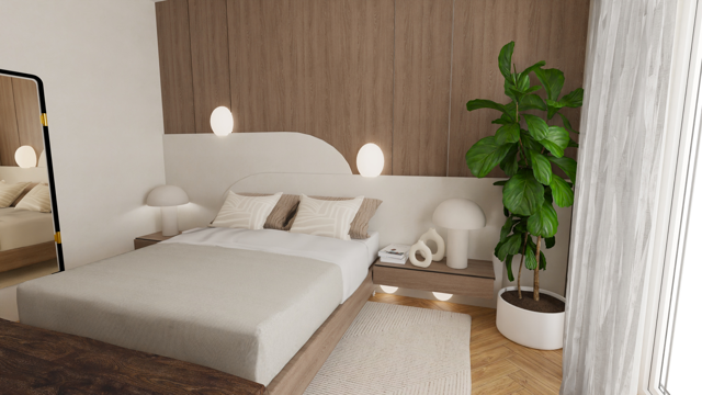 Dormitorio Zen Contemporáneo con Elementos Orgánicos