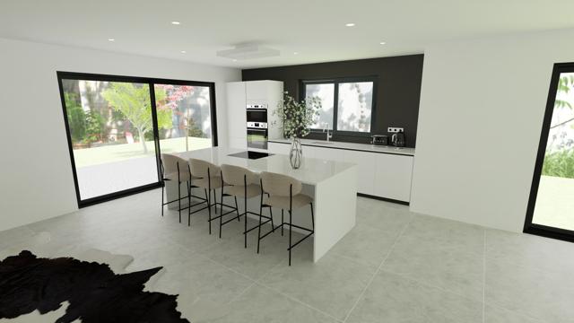 Cocina Minimalista con Isla Central y Ventanales Panorámicos - Imagen 3